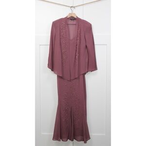 R&M Richards Beaded Godet Jacket & Dress Set